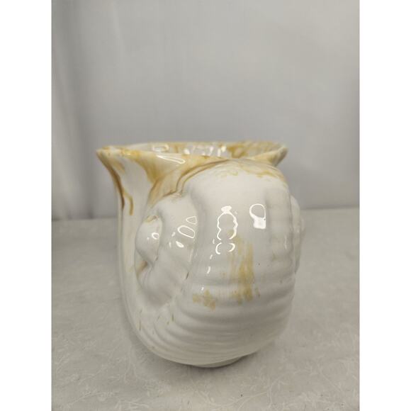 Vintage Sea Shell Nautilus Glazed Terra Cotta Herb Planter Garden Shelf Decor - Picture 4 of 13